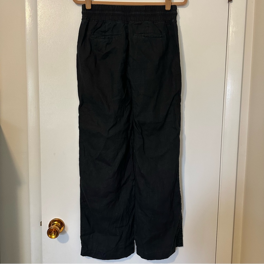 Athleta Cabo Linen Wide Leg Pants Black Womens 4 Minimalist - Picture 8 of 9